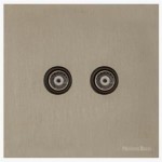 M Marcus Heritage Brass Windsor Range 2 Gang TV Coaxial Socket