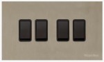 M Marcus Heritage Brass Windsor Range 4 Gang 2 Way Rocker Switch