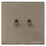 M Marcus Heritage Brass Windsor Range 2 Gang Stockholm Toggle Switch