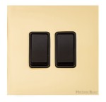 M Marcus Heritage Brass Windsor Range 2 Gang 2 Way Rocker Switch