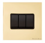 M Marcus Heritage Brass Windsor Range 3 Gang 2 Way Rocker Switch