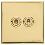 M Marcus Heritage Brass 2 Gang 2 Way Toggle Switch