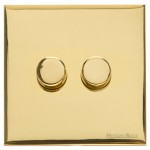 M Marcus Heritage Brass Windsor Range 2 Gang Trailing Edge LED Dimmer Switch