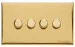 M Marcus Heritage Brass Windsor Range 4 Gang TED Dimmer (Compatible with LED Lamps)