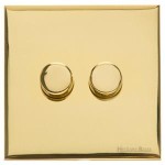 M Marcus Heritage Brass Windsor Range 2 Gang Multi Location Primary Dimmer