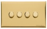 M Marcus Heritage Brass Windsor Range 4 Gang Multi Location Primary Dimmer