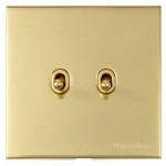 M Marcus Heritage Brass Windsor Range 2 Gang Stockholm Toggle Switch