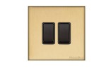 M Marcus Heritage Brass Windsor Range 2 Gang 2 Way Rocker Switch