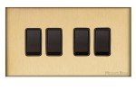 M Marcus Heritage Brass Windsor Range 4 Gang 2 Way Rocker Switch