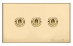 M Marcus Heritage Brass 3 Gang 2 Way Toggle Switch
