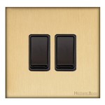 M Marcus Heritage Brass Windsor Range 2 Gang 2 Way Rocker Switch