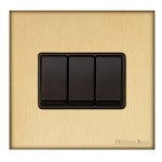 M Marcus Heritage Brass Windsor Range 3 Gang 2 Way Rocker Switch
