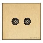 M Marcus Heritage Brass Windsor Range 2 Gang TV Coaxial Socket