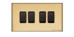 M Marcus Heritage Brass Windsor Range 4 Gang 2 Way Rocker Switch