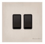 M Marcus Heritage Brass Windsor Range 2 Gang 2 Way Rocker Switch