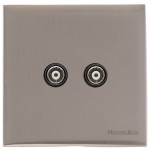 M Marcus Heritage Brass Windsor Range 2 Gang TV Coaxial Socket