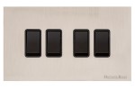 M Marcus Heritage Brass Windsor Range 4 Gang 2 Way Rocker Switch