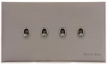 M Marcus Heritage Brass Windsor Range 4 Gang Stockholm Toggle Switch