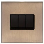 M Marcus Heritage Brass Windsor Range 3 Gang 2 Way Rocker Switch