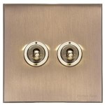 M Marcus Heritage Brass 2 Gang 2 Way Toggle Switch
