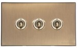 M Marcus Heritage Brass 3 Gang 2 Way Toggle Switch