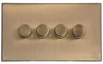 M Marcus Heritage Brass Windsor Range 4 Gang TED Dimmer (Compatible with LED Lamps)