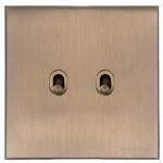 M Marcus Heritage Brass Windsor Range 2 Gang Stockholm Toggle Switch