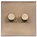M Marcus Heritage Brass Windsor Range 2 Gang Multi Location Primary Dimmer