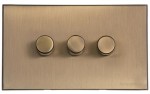 M Marcus Heritage Brass Windsor Range 3 Gang Multi Location Secondary Dimmer
