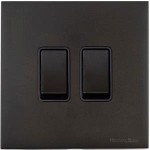 M Marcus Heritage Brass Windsor Range 2 Gang 2 Way Rocker Switch