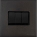 M Marcus Heritage Brass Windsor Range 3 Gang 2 Way Rocker Switch