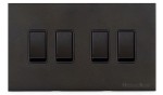 M Marcus Heritage Brass Windsor Range 4 Gang 2 Way Rocker Switch