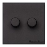 M Marcus Heritage Brass Windsor Range 2 Gang 2 Way Push On/Off Dimmer Switch (400 watts)