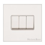M Marcus Heritage Brass Windsor Range 3 Gang 2 Way Rocker Switch