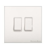 M Marcus Heritage Brass Windsor Range 2 Gang 2 Way Rocker Switch