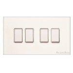 M Marcus Heritage Brass Windsor Range 4 Gang 2 Way Rocker Switch