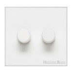 M Marcus Heritage Brass Windsor Range 2 Gang 2 Way Push On/Off Dimmer Switch (400 watts)