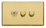 M Marcus Heritage Brass Vintage Range 3 Gang Mixed Toggle Dimmer Switch 1xToggle 2xTED