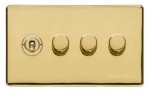 M Marcus Heritage Brass Vintage Range 4 Gang Mixed Toggle Dimmer Switch 1xToggle 3xTED
