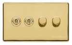 M Marcus Heritage Brass Vintage Range 4 Gang Mixed Toggle Dimmer Switch 2xToggle 2xTED