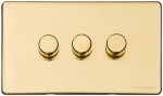 M Marcus Heritage Brass Vintage Range 3 Gang Multi Location Primary Dimmer Switch (Compatible with LED bulbs)