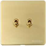 M Marcus Heritage Brass Vintage Range 2 Gang Stockholm Toggle Switch