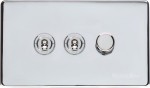 M Marcus Heritage Brass Vintage Range 3 Gang Mixed Toggle Dimmer Switch 2xToggle 1xTED