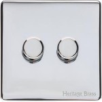 M Marcus Heritage Brass Vintage Range 2 Gang Multi Location Primary Dimmer Switch (Compatible with LED bulbs)