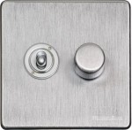 M Marcus Heritage Brass Vintage Range 2 Gang Mixed Toggle Dimmer Switch 1xToggle 1xTED