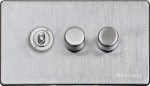 M Marcus Heritage Brass Vintage Range 3 Gang Mixed Toggle Dimmer Switch 1xToggle 2xTED