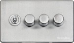 M Marcus Heritage Brass Vintage Range 4 Gang Mixed Toggle Dimmer Switch 1xToggle 3xTED