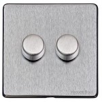 M Marcus Heritage Brass Vintage Range 2 Gang Multi Location Primary Dimmer Switch (Compatible with LED bulbs)