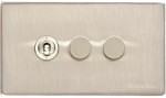 M Marcus Heritage Brass Vintage Range 3 Gang Mixed Toggle Dimmer Switch 1xToggle 2xTED