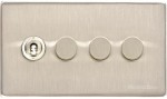 M Marcus Heritage Brass Vintage Range 4 Gang Mixed Toggle Dimmer Switch 1xToggle 3xTED